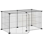 8-Panel Pet Cage with Door Black 70x35x35 cm Steel