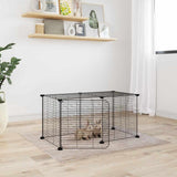 8-Panel Pet Cage with Door Black 35x35 cm Steel - Front View