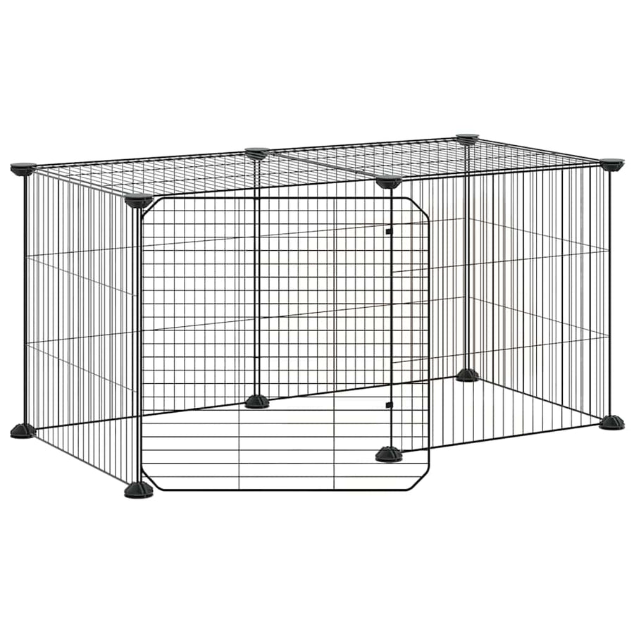 8-Panel Pet Cage with Door Black 70x35x35 cm Steel