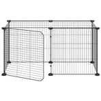 8-Panel Pet Cage with Door Black 70x35x35 cm Steel