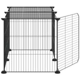 8-Panel Pet Cage with Door Black 35x35 cm Steel - 45-Degree Angle