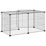 8-Panel Pet Cage with Door Black 35x35 cm Steel - Rear View