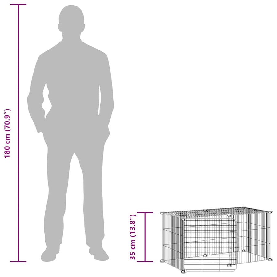 8-Panel Pet Cage with Door Black 70x35x35 cm Steel