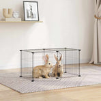 8-Panel Pet Cage with Door Black 70x35x35 cm Steel