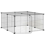 12-Panel Pet Cage with Door Black 70x70x35 cm Steel, image 2
