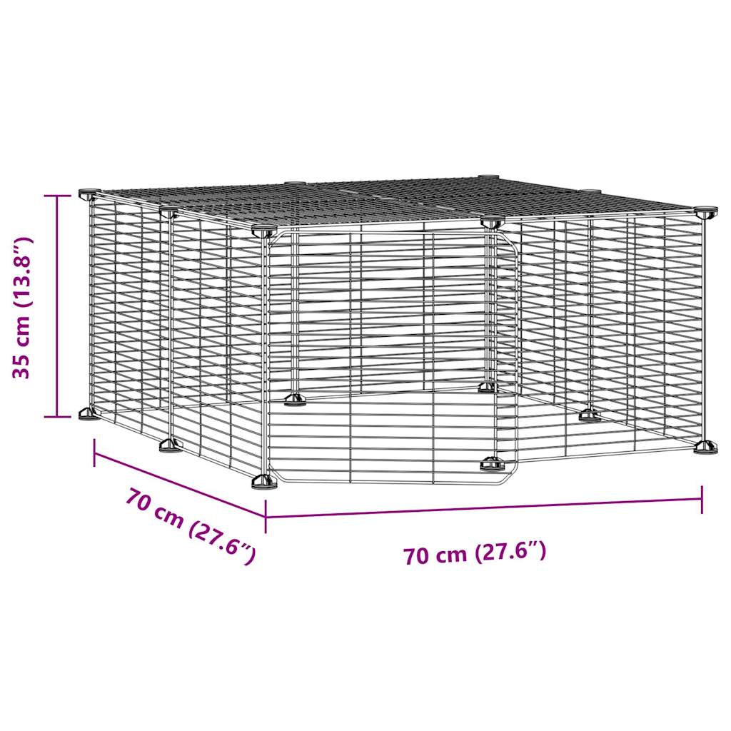 12-Panel Pet Cage with Door Black 35x35 cm Steel