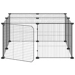 12-Panel Pet Cage with Door Black 70x70x35 cm Steel, image 4