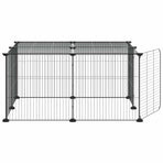12-Panel Pet Cage with Door Black 70x70x35 cm Steel, image 5