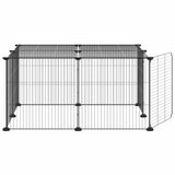 12-Panel Pet Cage with Door Black 35x35 cm Steel - 45-Degree Angle