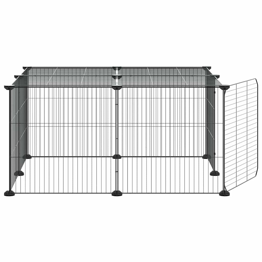 12-Panel Pet Cage with Door Black 70x70x35 cm Steel, image 5