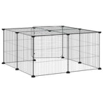 12-Panel Pet Cage with Door Black 70x70x35 cm Steel, image 6
