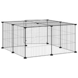 12-Panel Pet Cage with Door Black 35x35 cm Steel - Rear View