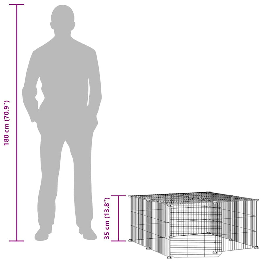 12-Panel Pet Cage with Door Black 70x70x35 cm Steel, image 9