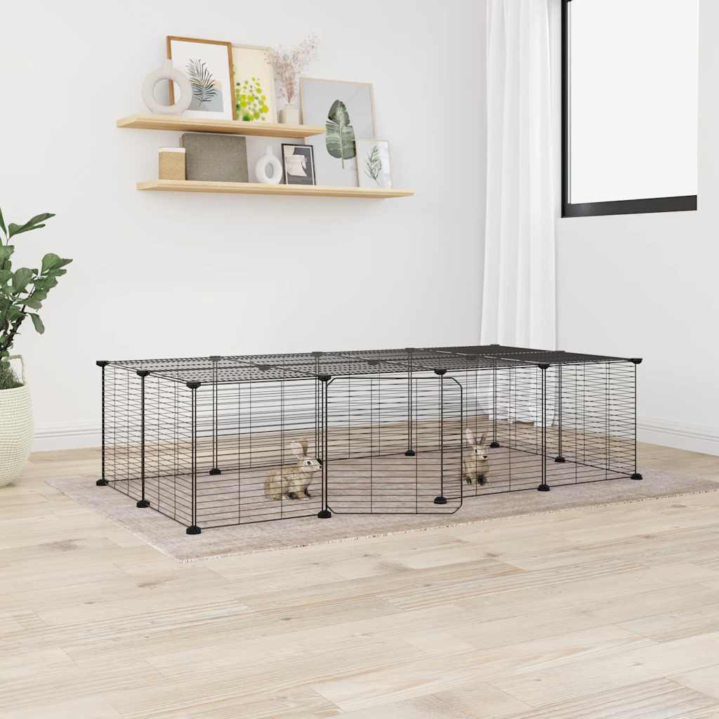 20-Panel Pet Cage with Door Black 35x35 cm Steel