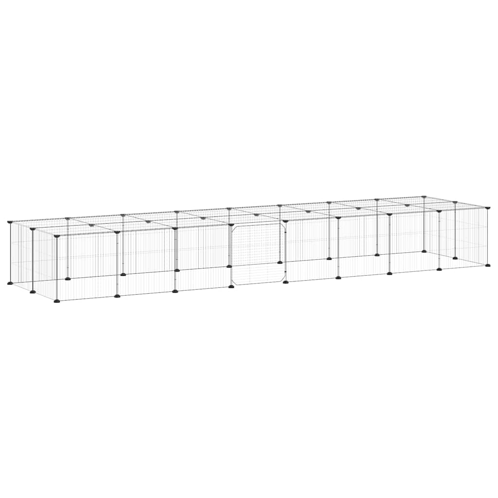 36-Panel Pet Cage with Door Black 35x35 cm Steel