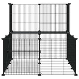 20-Panel Pet Cage with Door Black 35x35 cm Steel - 45-Degree Angle