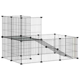 20-Panel Pet Cage with Door Black 35x35 cm Steel - Rear View