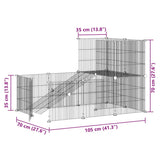 20-Panel Pet Cage with Door Black 35x35 cm Steel - Low Angle