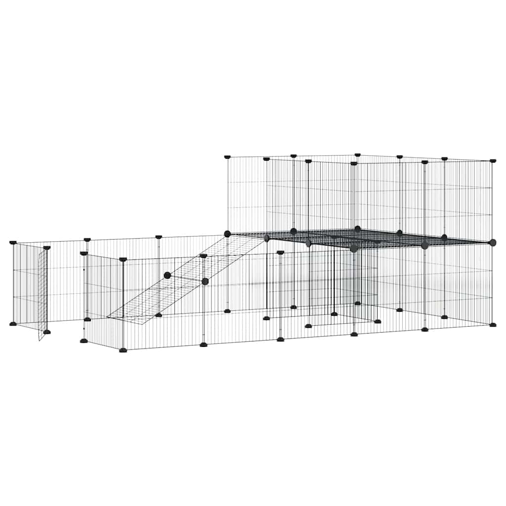 36-Panel Pet Cage with Door Black 35x35 cm Steel