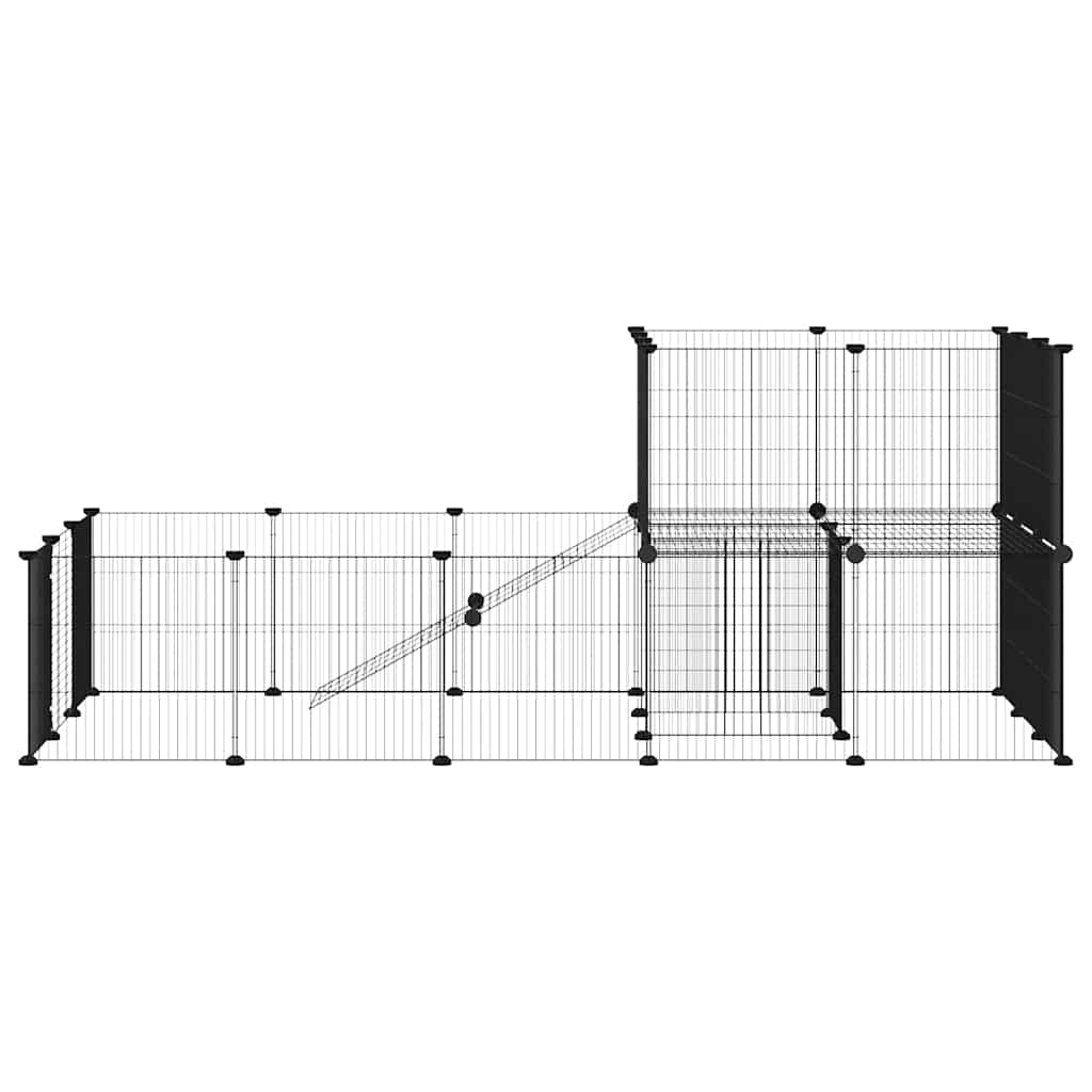 36-Panel Pet Cage with Door Black 35x35 cm Steel