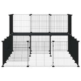 36-Panel Pet Cage with Door Black 35x35 cm Steel - 45-Degree Angle