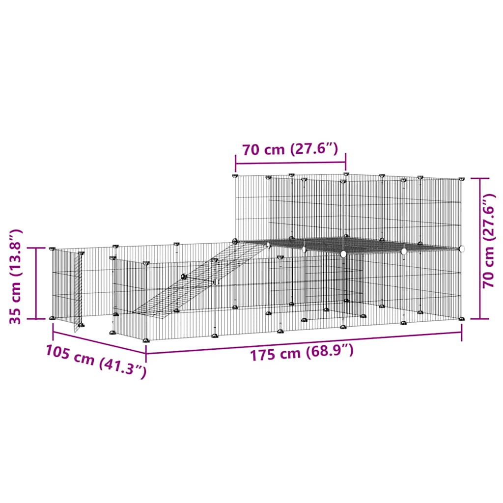 36-Panel Pet Cage with Door Black 35x35 cm Steel