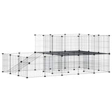 44-Panel Pet Cage with Door Black 35x35 cm Steel