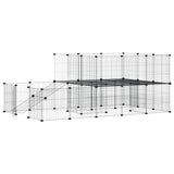 44-Panel Pet Cage with Door Black 35x35 cm Steel