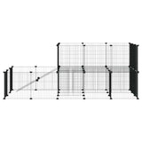 44-Panel Pet Cage with Door Black 35x35 cm Steel