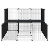 44-Panel Pet Cage with Door Black 35x35 cm Steel - 45-Degree Angle