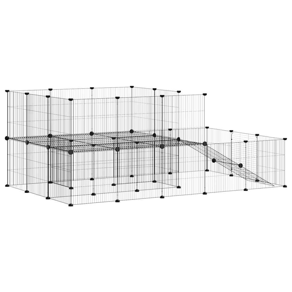 44-Panel Pet Cage with Door Black 35x35 cm Steel