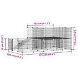 44-Panel Pet Cage with Door Black 35x35 cm Steel - Low Angle