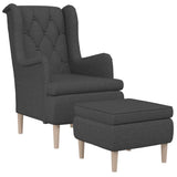 Armchair with Stool Dark Grey Fabric - Side View