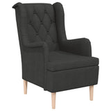 Armchair with Stool Dark Grey Fabric