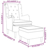Armchair with Stool Dark Grey Fabric - Close-Up Angle