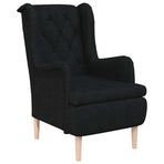 Armchair with Stool Black Fabric