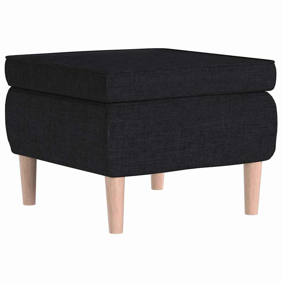 Armchair with Stool Black Fabric