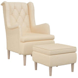 Armchair with Stool Cream Fabric