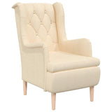 Armchair with Stool Cream Fabric