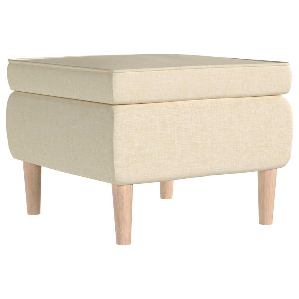Armchair with Stool Cream Fabric