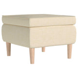Armchair with Stool Cream Fabric