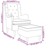 Armchair with Stool Cream Fabric