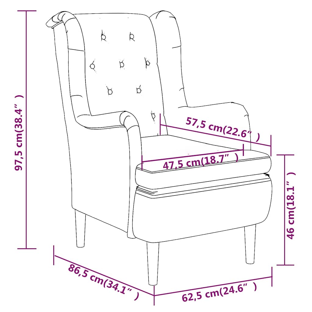 Armchair with Stool Cream Fabric