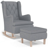 Armchair with Rocking Legs and Stool Light Grey Fabric - Front View