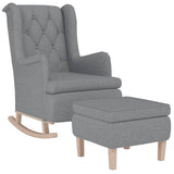 Armchair with Rocking Legs and Stool Light Grey Fabric - Side View