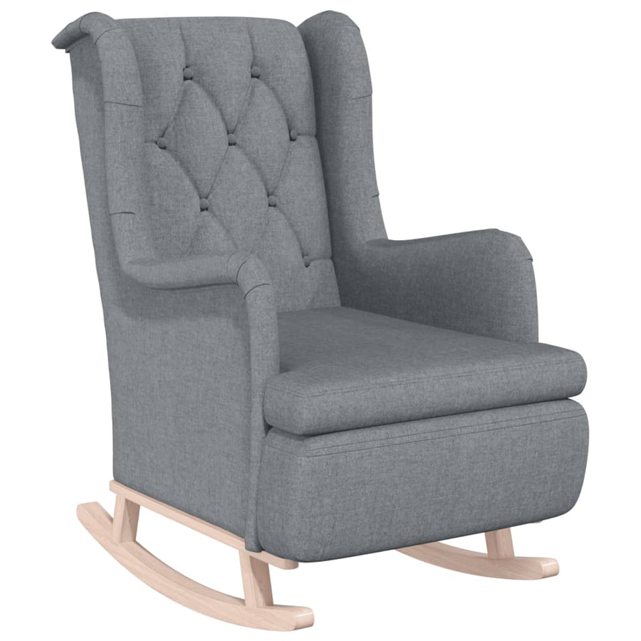 Armchair with Rocking Legs and Stool Light Grey Fabric