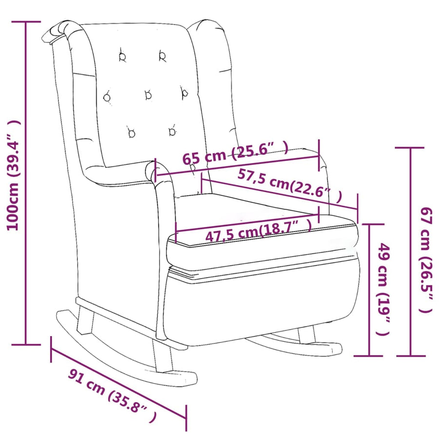 Armchair with Rocking Legs and Stool Light Grey Fabric