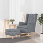 Armchair with Rocking Legs and Stool Light Grey Fabric