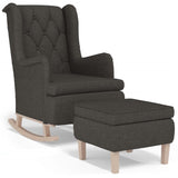 Armchair with Rocking Legs and Stool Dark Grey Fabric - Front View
