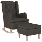 Armchair with Rocking Legs and Stool Dark Grey Fabric - Side View